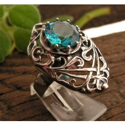 SIDE - srebrny pierścionek z akwamarynem