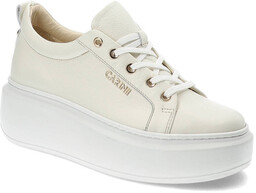 Beżowe Sneakersy Carinii Modne Skórzane Buty