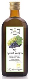 Olej z Pestek Winogron Zimnotłoczony, Nieoczyszczony, Olvita, 250ml
