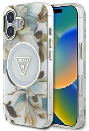 Guess Etui Glitter Flowers Triangle Buttons do MagSafe