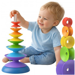 WOOPIE BABY Kolorowa Wieża Układanka Piramidka Edukacyjna 18m+