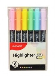 Zakreślacz cienki Monami 6 szt pastelowe n601 259798