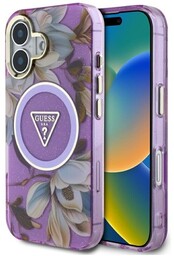 Guess Etui Glitter Flowers Triangle Buttons do MagSafe