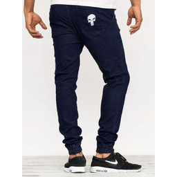 Spodnie Jeansowe Jogger Męskie Granatowe Czaszka Marvel Denim
