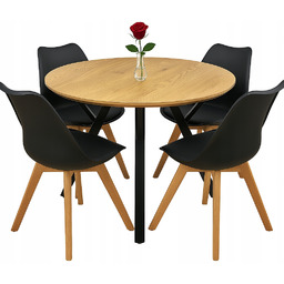 Stół Okrągły 100cm Loft Industrial 4x Krzesła Skandynawskie