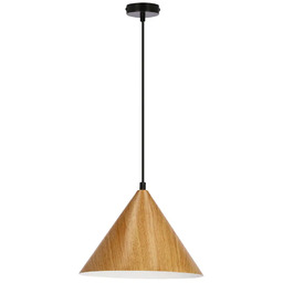 Lumes Lampa wisząca z kloszem imitującym drewno jasny