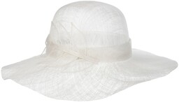 Kapelusz Słomkowy Sinamay Wavy Brim by Seeberger, biały,