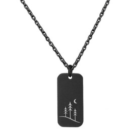 Naszyjnik podróżnika czarny nieśmiertelnik z symbolem natury