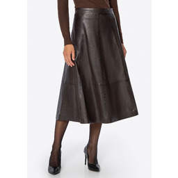Skórzana spódnica midi brązowa