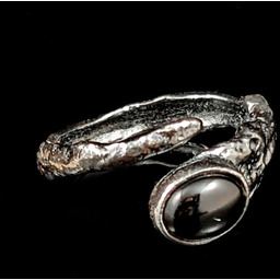 Pakamera Pierścionek srebrna gałązka z onyksem