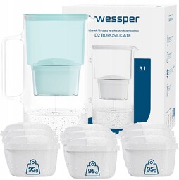 Dzbanek filtrujący szklany Wessper aquamax 3l 10x Filtr