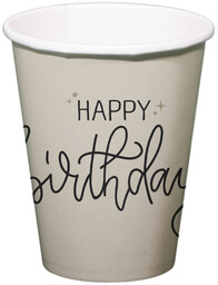 Kubeczki papierowe Happy Birthday beżowe - 250 ml