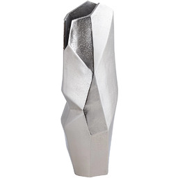 WAZON dekoracyjny, aluminiowy, geometryczna forma, srebrne wykończenie