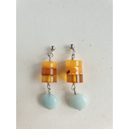 Pakamera Kolczyki z bursztynem i amazonitem, regularne