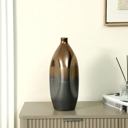 WAZON dekoracyjny ceramiczny, czarno-złoty, nieregularny kształt, designerski