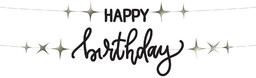 Baner Happy Birthday czarny - 100 cm -