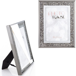 Ramka na zdjęcie zdjęcia srebrno-czarna glamour 21x16x2,5-11 169002