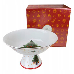 Cicha Noc Owocarka Patera Porcelanowa na stopce Choinka