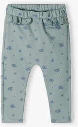 Bawełniane spodnie niemowlęce - niebieskie w kwiaty