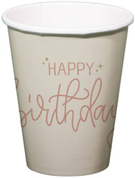 Kubeczki papierowe Happy Birthday beżowe - 250 ml
