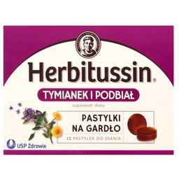 Herbitussin Tymianek i Podbiał, 12 pastylek do ssania