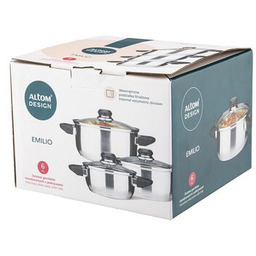 Komplet garnków nierdzewnych Emilio 6 elementów 16/18/20 cm