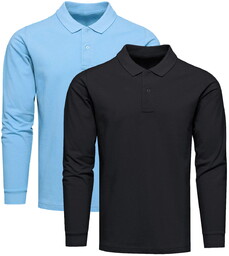 2-pak polo longsleeve premium niebieska i czarna Recea
