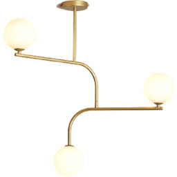 Branches 3 Brass - lampa nowoczesna, mosiądz, mleczna