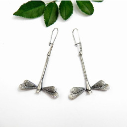 Kolczyki srebrne z Ważkami W2 szare