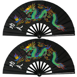 2 Wachlarz czarny skladany ręczny 33x64 cm stabilny