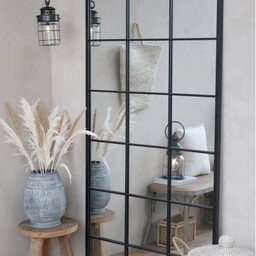 Duże Lustro Okno w Metalowej Ramie Chic Antique