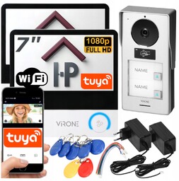 Wideodomofon Dwurodzinny Domofon Wifi Full Hd 2 Monitory