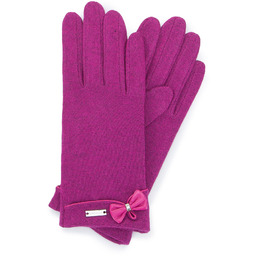 Damskie rękawiczki z kokardką i lamówką