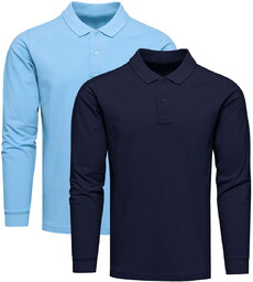 2-pak polo longsleeve premium niebieska i granatowa Recea