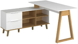 Elior Białe skandynawskie biurko z regałem G3-Z71