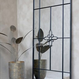 Duże Lustro Okno w Metalowej Ramie Chic Antique