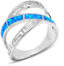 Srebrny Pierścionek z Niebieskim Opalem