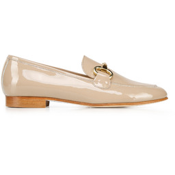 Damskie mokasyny z lakierowanej skóry z wędzidłem beżowe