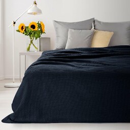 Eurofirany Koc narzuta dekoracyjna 180x220 Amber granatowy bawełniany