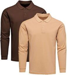 2-pak polo longsleeve premium brązowa i beżowa Recea