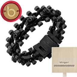 Bransoletka męska stalowa CZASZKI oksydowana STAL 316L