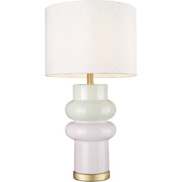 Lampa stołowa ceramiczna różowo-miętowa z abażurem T01729BR-WH