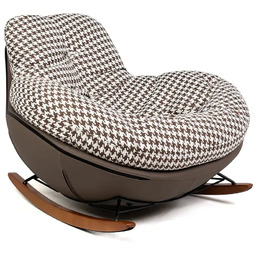 King Home Nowoczesny bujany fotel w pepitke Fatty