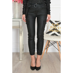 Spodnie bojówki cargo woskowane joggery czarne Kilse