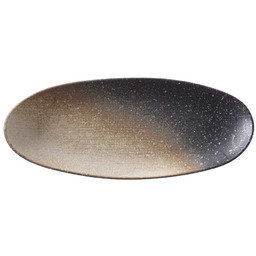 Talerz serwingowy owalny MOON 355x150 mm kamionka brązowa