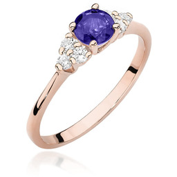Złoty pierścionek z Tanzanitem 0,50ct różowe złoto pr.