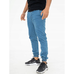 Spodnie Jogger Jeansowe Męskie Niebieskie Morskie Z Haftem