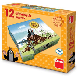 Drewniane klocki obrazkowe puzzle Rok Krecika 12 klocków