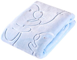 EasyCare Kocyk tłoczony Niebieski Miś 80 x 110