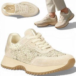 Sneakersy Damskie SKÓRZANE Filippo Wygodne Półbuty Beżowe Ażurowe